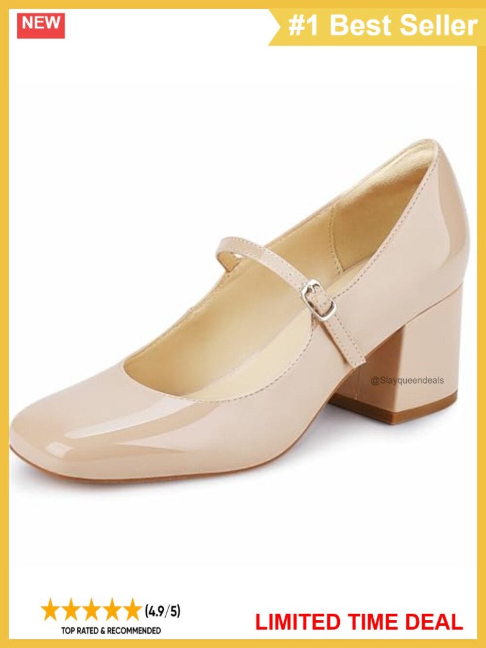 Womens Block Heel Mary Jane Pumps Square Toe Closed Toe Chunky Work Dress Shoes
